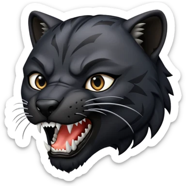 A black panther biting a wolf sticker