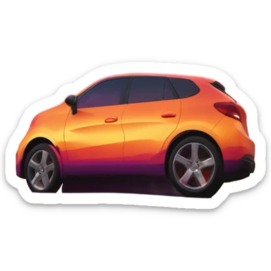 car on the view of sunset sticker