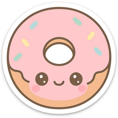 cute kawaii style donut, adorable, pastel colors sticker