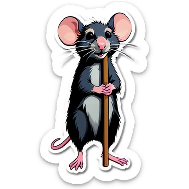 Rat with a pole sticker