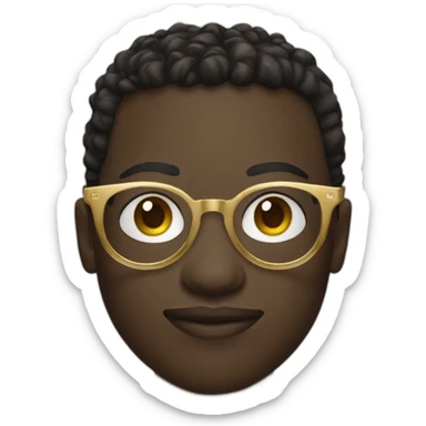 African young man in round gold glasses sticker