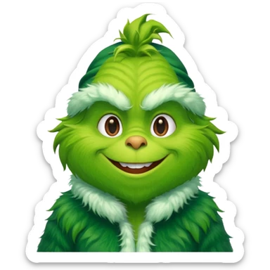 Grinch in green fur coat sticker