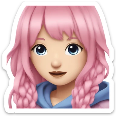 anime girl woman beatiful with pink eys and blye eyes sticker