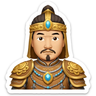 portrait of Genghis Khan in armor rotated 45 degrees to the right sticker
