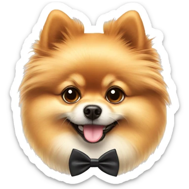 Pomeranian with a bowtie sticker