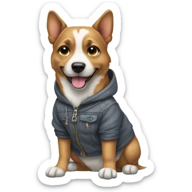 Dog wearing clothes  sticker