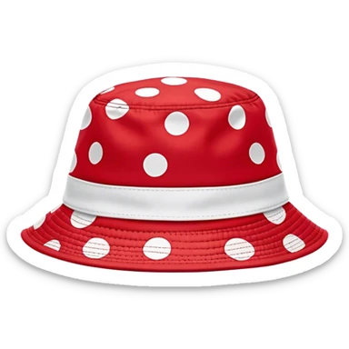  red bucket hat with white polka dots, playful and trendy sticker