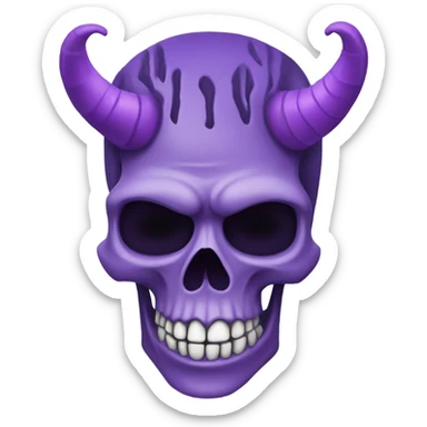 A purple skeleton head with purple horns  sticker