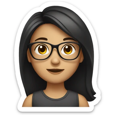 a girl with dark bronw hair a glases  sticker