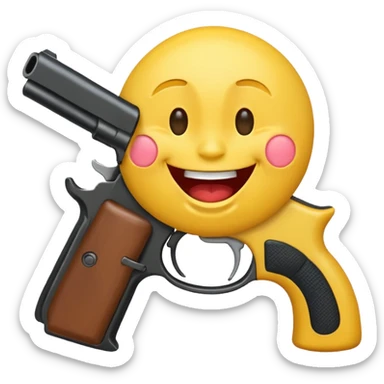 Laughing emoji with gun facing it  sticker