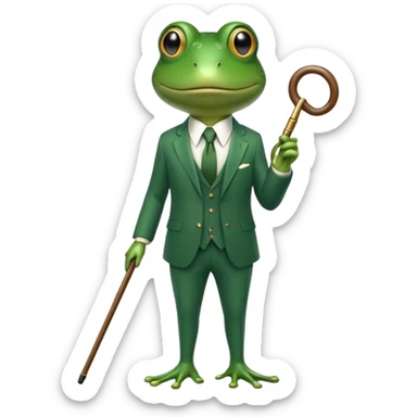 frog in a luxurious green suit, looking rich and confident sticker