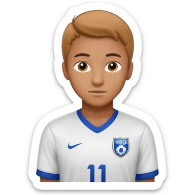 Undergraduate soccer player on college field, focused look, campus stadium lights, cinematic, realistic sticker