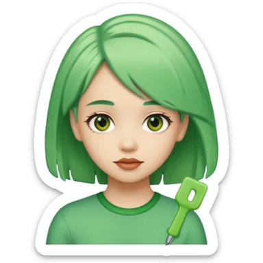 girl with green hair clip sticker