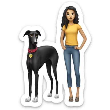 Black greyhound with dark hair girl sticker