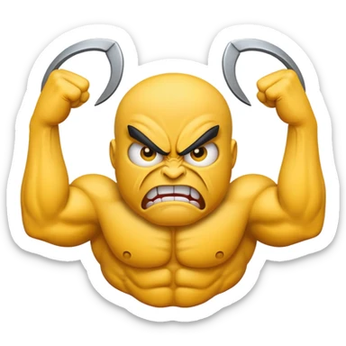 mad emoji with muscles sticker