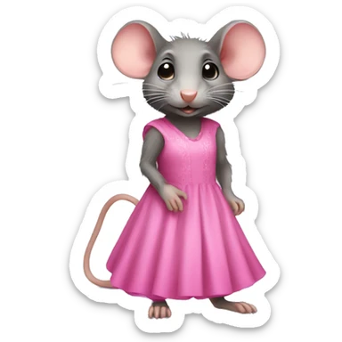 Rat with pink dress sticker