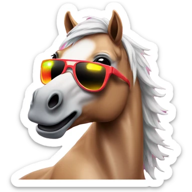 horse with sunglasses dancing with rave lights sticker
