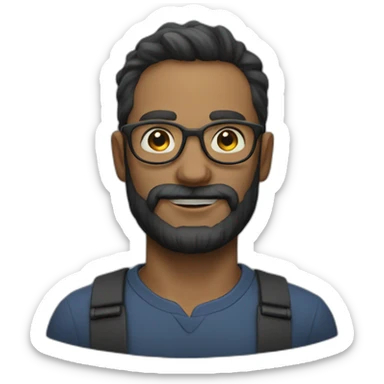 a man with a dark beard and round glasses predicting the weather sticker