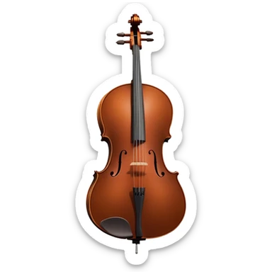 Cinematic Realistic Cello, deep brown polished wood, elegant f-holes curving gracefully, warm golden lighting creating depth, bow gently resting on the strings, glowing with the rich resonance of classical artistry. sticker