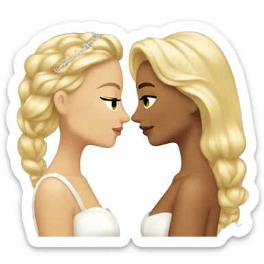 2 women princesses couple blonde deep kiss sticker