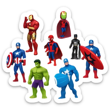 Surfing ironman hulk spiderman thanos Batman captain America sticker
