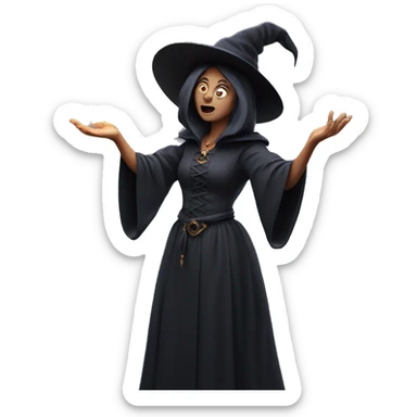 Evil European witch casting a spell sticker