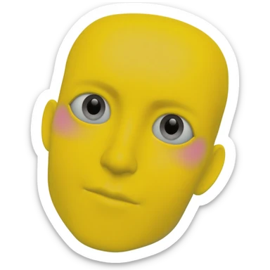 Yellow circle emoji with flushed eyes and neutral mouth in fisheye effect sticker