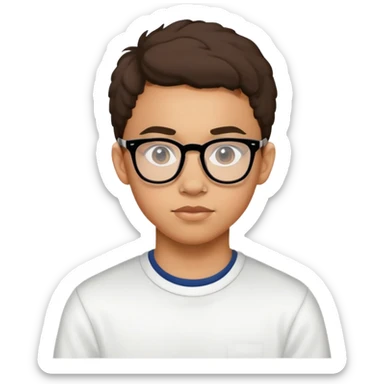 lightskin teen with acne and nerd glasses, medium hair sticker