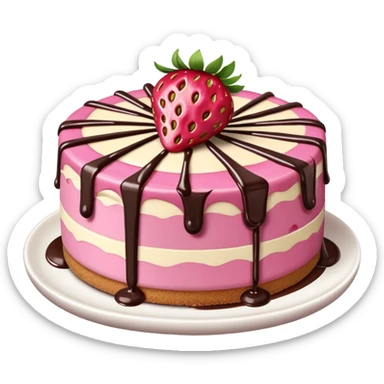 Pink Strawberry Cheesecake With Chocolate Syrup  sticker