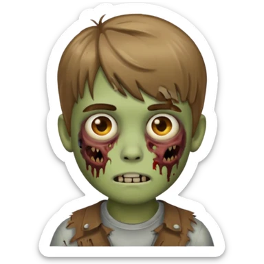 quero um emoji de um menino com pele de zumbi cabelo castanho claro e de franja sticker