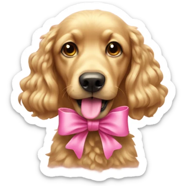 Goolden doodle with pink bow sticker