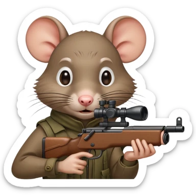 a crazy rat aiming down a sniper rifle sticker