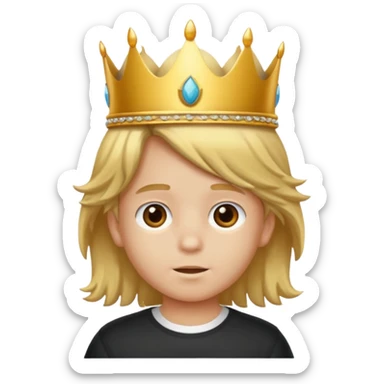 Niño con pelo mono y corona  sticker