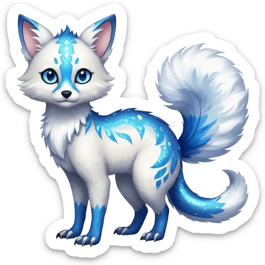 Feral Rare Fantasy cool handsome badass  sparkly shiny Vernid-Trico-species by LiLaiRa, random markings, tufted tail, tufted ears, full body sticker