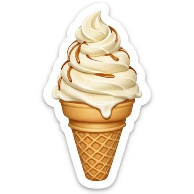 Vanilla soft serve ice cream with waffle cone sticker