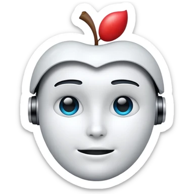 simple face with digital or robotic features, AI emoji, apple style sticker