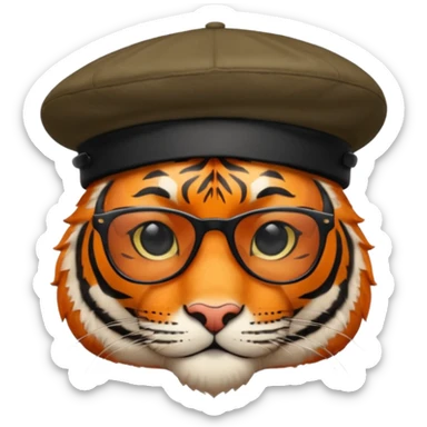 tiger in sunglasses with berets sticker