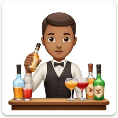 bartender mixing drinks, club backgroudn with bottles sticker