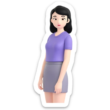 pretty girl with straight black hair, looking to the side sticker