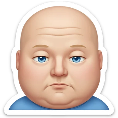 Chubby bald man with sleepy blue eyes sticker