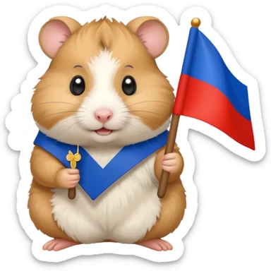 a hamster holding a Russian flag emoji sticker