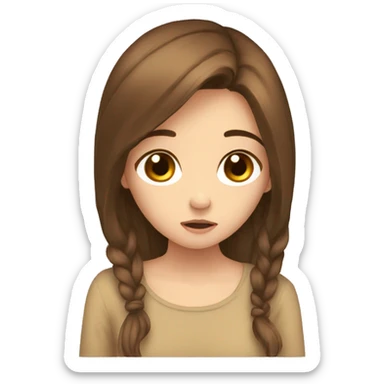 Girl begging please brown hair sad sticker