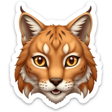 A high-resolution photo-realistic digital illustration of a majestic lynx, chesdt upward  sticker