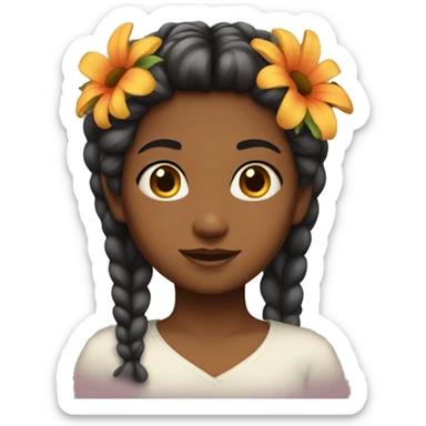 girl w flower on her hair sticker