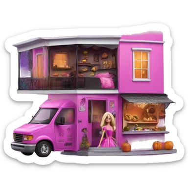 Barbie’s 5 story tall haunted dream house and food truck  sticker