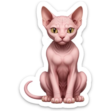 sphynx cat full body sitting with eyes closed sticker