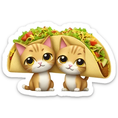 two cute cats sharing a taco  sticker
