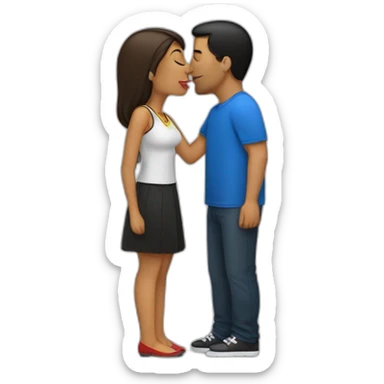 short venezuelan woman kissing tall american man sticker
