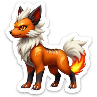 Shiny Gothic Exotic Futuristic Houndoom-Arcanine-Zorua-Torracat-Pokémon-Fakémon-hybrid-creature sticker