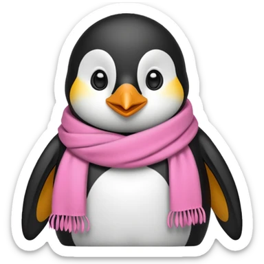 penguin with pink scarf  sticker